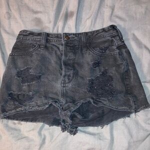 Hollister Distressed Jean Shorts - Dark Gray